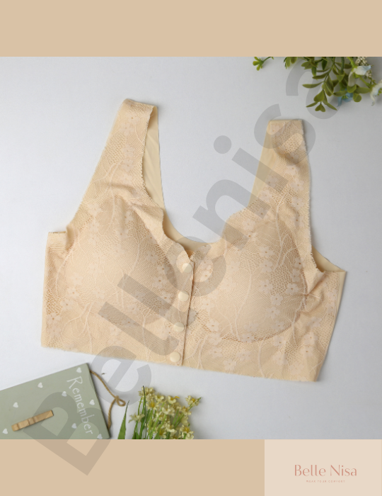 BelleNisa Soft Padded Front-Open Lace Bra – Comfortable & Convenient